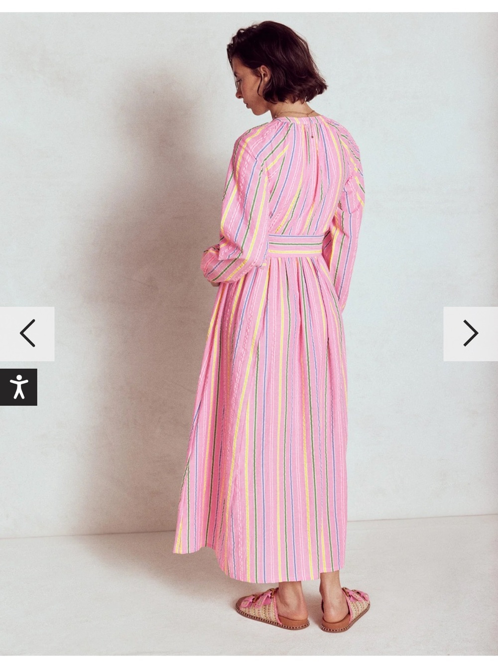 LIKE NEW Boden Faye Cotton Maxi Dress, Seersucker Stripe Sorbet Pink - Picture 2 of 6